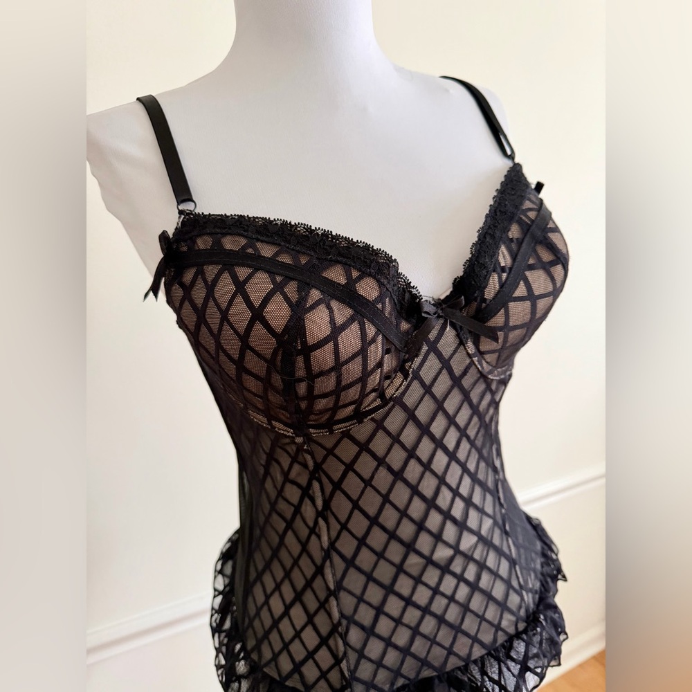 Sophie B. Black Mesh Bustier Top (Size Large) NEW